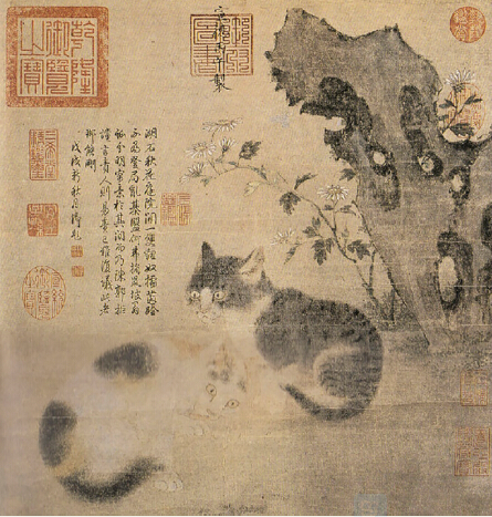 《花下狸奴图》，藏于台北故宫博物院